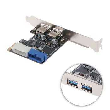 2 Prievadai USB 3.0 PCI Express Priekinis Skydelis su Valdymo Kortelės Adapteris 4-Pin Ir 20 Pin