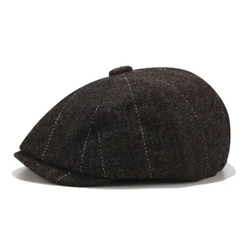 Beretė vyrų Britų derliaus tvido kepurė rudens ir žiemos naujas aštuoniakampis skrybėlę moterų lauko laisvalaikio dailininko Skrybėlę Banga prancūzijos beretė