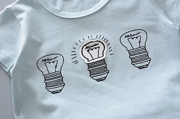 Berniuko Drabužiai Tiktų Animacinių filmų Lemputės trumparankoviai marškinėliai Kelnės 2 dalių Kombinezonas Vaikams Drabužių Medvilnės Komforto Rinkinys
