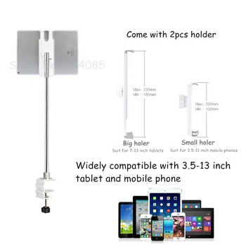 Full Metal Tablet Stand Lankstus Stiprios Rankos Paramos 3.5-13 colių Tabletės Ekranas Sukasi 360 Laikiklis, skirtas 