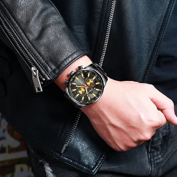 Naujas Curren vyras žiūrėti, verslo, sporto priežastinis vyrų laikrodžiai kvarco 30m atsparus vandeniui nerūdijančio plieno dirželis aukso laikrodis karinės prabanga