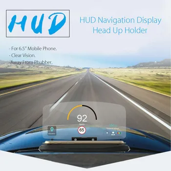 Universalus Automobilių HUD Greičio Įspėjimo Head Up Display GPS Navigacijos Projektorius, Telefono Laikiklis, Belaidis Kroviklis, skirtas Telefonas
