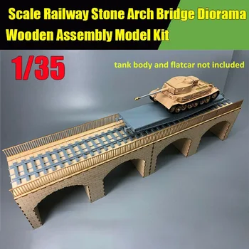 1/35 Mastelis Geležinkelio Akmens Arkos Tiltas Diorama Mediniai Asamblėjos Modelio Rinkinio TMW00012