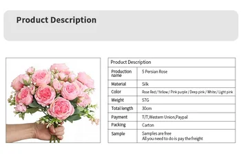 1 Bunche Rose Dirbtinės Gėlės Namų Puošybai Netikrą Gėlių Šilko Rožių Puokštė už Vestuvių Stalo Centerpieces Išdėstymas