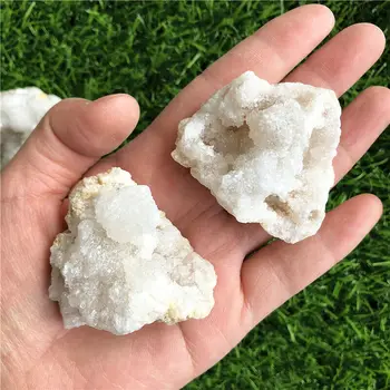 1 Gabalas Natūralus Agatas Geode Gabalas Drusy Druse Balto Kvarco Kristalų Sankaupos Taškų Mineralų Pavyzdys Šalies Gydymo Apdaila