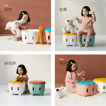 1 VNT Vaikų Saugojimo Išmatų Laikymo Išmatose Gali Sėdėti du kartus Color Multi-funkcinis Kūdikių Žaislų Saugojimo Išmatose