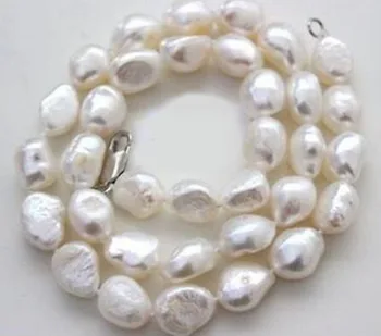 10-11mm pietų jūros gamtos baroko balta perlų vėrinį 18inch