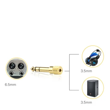 10 pakuočių Audio Adapteris 6.5 mm Male Plug 3,5 mm Female Jungtis ausinių Stiprintuvas Audio Adapteris Mic AUX 6.35 3.5 mm Skaičiuoklė