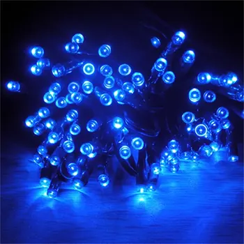 100/200 LED Mėlyna/Balta String Saulės Pasakų Žibintai, Lauko Sodo Puošmena