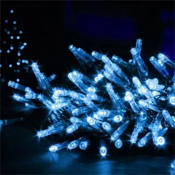 100/200 LED Mėlyna/Balta String Saulės Pasakų Žibintai, Lauko Sodo Puošmena
