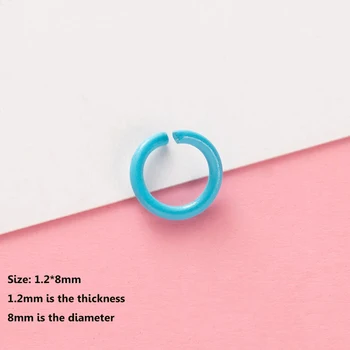 100VNT/Daug 1.2*8mm Candy Dažų Purkštuvu Metalo Atidaryti Vieną Kilpos Šuolis Žiedai & Split Žiedas 