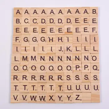100vnt Medienos Scrabble Plytelės Raidžių Alfabetą Scrabbles Skaičius Amatų Mediniai anglų kalbos Žodžių Skaitmeninis Dėlionės