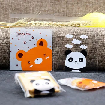 100vnt Panda lipnios Plastikiniai Maišeliai Sausainių Saldainiai, Sausainiai, kepimo Pakuotės Vestuvių, Gimtadienio Baby shower Dovanų Maišelis