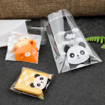 100vnt Panda lipnios Plastikiniai Maišeliai Sausainių Saldainiai, Sausainiai, kepimo Pakuotės Vestuvių, Gimtadienio Baby shower Dovanų Maišelis