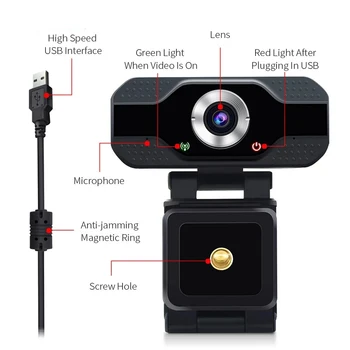 1080P 720p HD Automatinio Fokusavimo Kamera su Mic Pasukti KOMPIUTERIO Darbalaukio Žiniatinklio Kamera Mini Cam Kompiuterio WebCamera Cam Vaizdo Įrašymo Darbą
