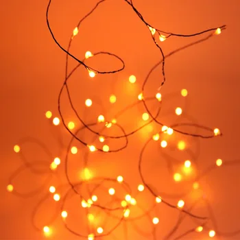 10M 100 LED Helovinas String Žibintai Juoda Viela Oranžinės, Raudonos Spalvos Helovinas Apdailos Pasakų Žibintai Namų Dekoro