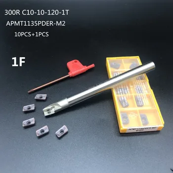 10VNT APMT1135 M2 + 1PCS 10 mm frezavimo cutter BAP300R C10-10-120-1T paviršiaus CNC frezavimo įrankis karbido tekinimo įrankis tekinimo įrankis