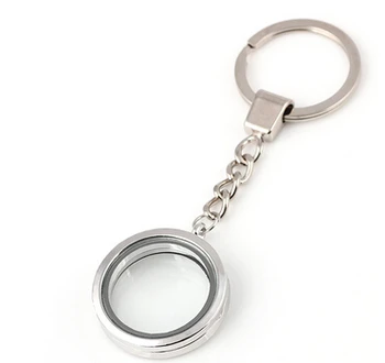 10VNT/daug 30MM Sklandžiai Paprastas Apvalus Plūduriuojantis Apranga Keychains Stiklo Gyvenimo Magnetinio Pakabukai Apranga Key Chain