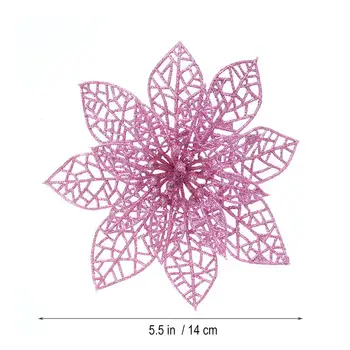 10vnt Imituojamas Kalėdų Dirbtinės Gėlės Plastiko Dekoratyvinės Gėlės Kalėdų Medis (Pink)