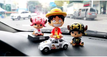 11CM Cartoon Automobilių Apdailos Anime One Piece Paveikslas Modelis, Žaislai Luffy Sanji Chooper Zoro Pavasario Purtant Galvą Lėlės Automobilių Puošimas Žaislai