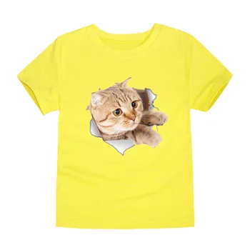 12 Spalvų Berniukų T Shirts Vaikų 3D Spausdinimo Katė Tees Vaikams, Cartoon Juokinga, T-marškinėliai Berniukams, Trišakiai Merginos Katė Viršūnes 1-14Years