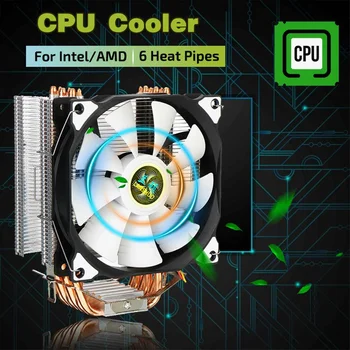 120mm 6 Variniai Šilumos Vamzdžiai 4 Pin CPU Aušintuvo Aušinimo Ventiliatorius Heatsink Ventiliatorius Intel LGA 775/1150/1151/1155/1156/1366 ir AMD