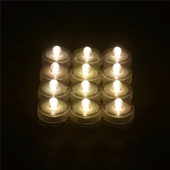 12pcs/daug Arbatos, Šviesos, atsparus Vandeniui Vestuves Žibintai Namų Puošybai 7 Spalvų Flameless LED Žvakė, Lempa Naktį Žibintai Su Pasukamais
