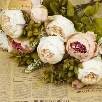 13 Galvučių/Bijūnų Puokštė Dirbtinės Gėlės Šilko Gėlės Europos Netikrą Gėlės Lapų Rudenį Vestuvių Namų Stalo Dekoravimui Valentino