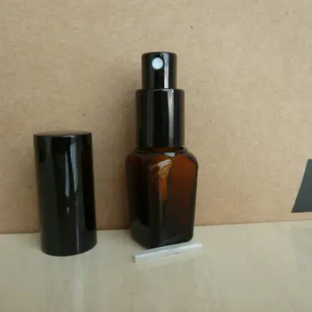 15ml ruda/gintaro kvadratinių Stiklo kvepalų Buteliuke Su aliuminio blizgiu juodu rūko purkštuvu. kvepalai purkštukai butelis bakas