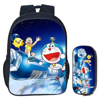 16 colių Animacinių filmų Doraemon Kuprinės Paauglių Mergaičių, Berniukų Knyga Kelionės Krepšys Vaikų mokyklinės Kuprinės Pieštukų Rinkiniai Krepšys