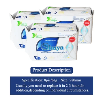 16 vienetų= 2 pack/daug Shuya Anijonų higieninių servetėlių Naktį naudoti 280MM Anijonų higieninių servetėlių mėnesinių įklotai Moteriškos Higienos Produktų
