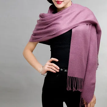 180*70cm Moterų, Prabangos Žiemą Šiltas Pashmina Kietas Šilko Kašmyro Kutas Megzti Ilgas Šalikas Apvyniokite Šaliku hijab lankelis