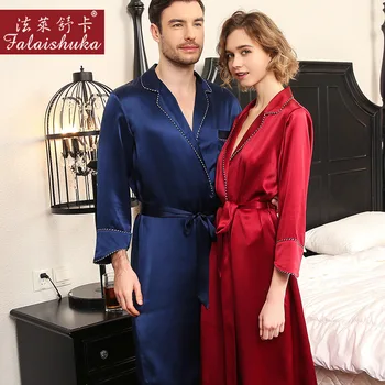 19 momme originali šilko pora Padažu suknelė vyrams ir moterims, chalatai seksualus moterų elegancija šilkiniai mulberry rūbeliai sleepwear