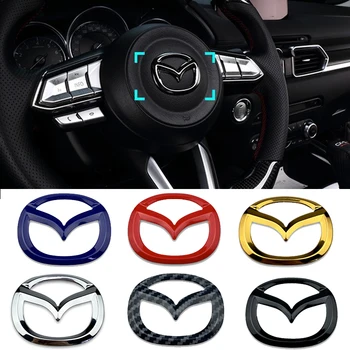 1pc 3D Automobilių Vairo Emblema Lipdukai Stilius Už Mazda Ženklelis Atenza Axela CX4 CX5 Auto Interjero Logotipą, Lipdukai, Aksesuarai