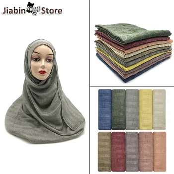 1PC naujas kieto paprasto taškų hijab šalikas medvilnės vingiuoti skara galvą apsiaustas minkštas ilgai musulmonų paprasto šalikai 190*90 cm Aukštos Kokybės