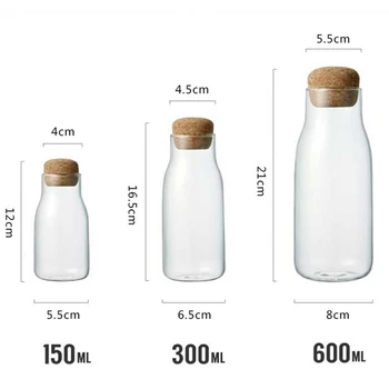 1pcs Kamštis stiklinis butelis uždaromos saugojimo jar džiovintų vaisių ir grūdų, skaidrus saugojimo butelį, kavos konteineris, virtuvė, sandėliavimo jar