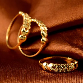 1PCS Naują Atvykimo Nekilnojamojo 18K Yellow Gold Ring Moterų Sėkmės Puikus Širdies Modelis Juostos Žiedas US6-7