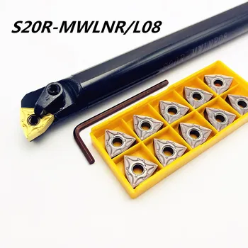 1PCS S20R-MWLNR08 S25S-MWLNR08 composite super sunku gręžimo įrankio laikiklis 95 laipsnio vidinės skylės įrankių laikiklis WNMG0804 tekinimo įrankis