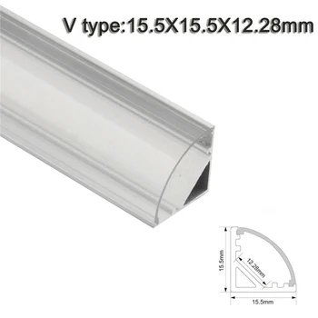 1~20pcs 0,5 m U V YW formos Aliuminis LED Profilis 90 laipsnių sieninis LED Profilis tinka LED juostos