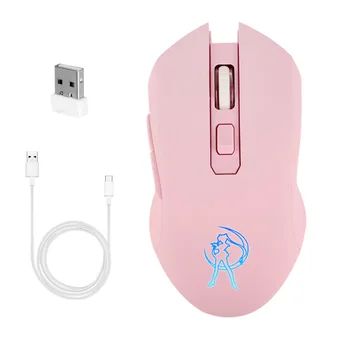 2.4 G Silent Wireless Charging Pelės Rožinė Graži Mergina Žaidimų Pelės Spalvinga Žėrintis Žaidimų Pelės PC Žaidimų Biuras