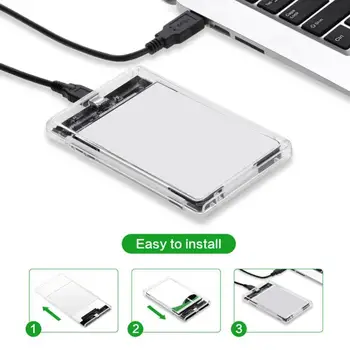 2.5 colių Kietojo Disko Tipas Atveju-C SATA USB 3.1 Gen 2 HDD SSD Mobiliųjų Talpyklų Lauke 2TB 10gbps USB3.1 Skaidrus Gaubtas Atveju