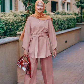 2 vnt peignoir rinkiniai Abaja turkijos Hijab Musulmonų Suknelė Moterims Islamo kostiumai Grote Maten Dames Kleding Ansamblis Femme Musulmane
