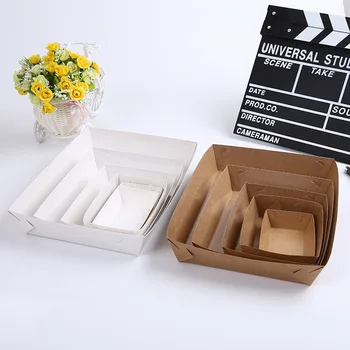 2018 naujas 50pcs dovanų pakavimo dėžutės maisto produktų, kurių sudėtyje yra dėžutė kraft popieriaus langelį, mažas, rudas kartonas popierius atvejais atimti langelį parduotuvė