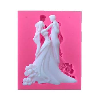 2018 Naujas Sugarcraft silikono formos Nuotaka ir Jaunikis minkštas pelėsių Vestuvių tortas dekoravimo priemonės šokolado gumpaste pelėsių GYH