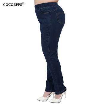 2019 aukšto juosmens elastinga juosta džinsai moterims įspūdingo dydžio Žiemos Kelnės Moteriška Liesas Demin Feminino Atsitiktinis Klasikinės Kelnės 9XL