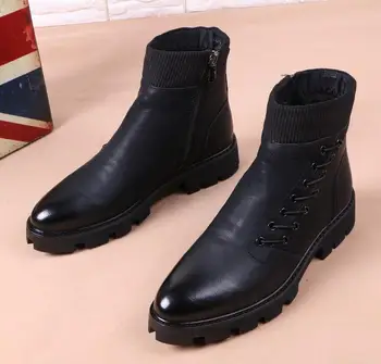 2019 Aukštos Kokybės Vyrų Batai natūralios Odos Vyrai Batai Šiltos žiemos Martin batai nurodė kojų Odos batai greitas pristatymas