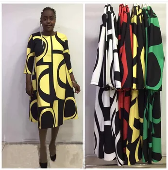 2019 Naujas Mados Tradicinių Afrikos Spausdinti Dizainas heidi bazin Pusė Rankovės Dashiki Dress Lady Plus Dydis 3XL Moterų Drabužių Elegantiškas