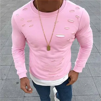 2019 Naujas Vyrų High Street Kankina marškinėliai ilgomis Rankovėmis Netikrą Dviejų dalių Vyrų Rudens marškinėliai Topai S-3XL