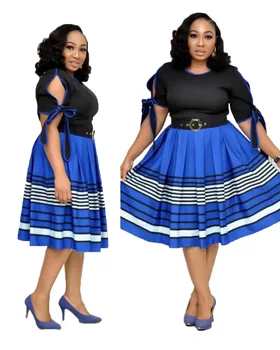 2019 naują atvykimo vasarą ir rudenį afrikos moterų grožio plius dydis kelio ilgio suknelė M-XXL