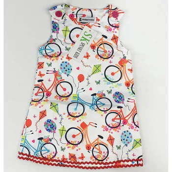 2019 Vaikų Spausdinti Dviračių Suknelė Kūdikių Mergaičių Drabužių Mados Mygtuką Bamblys, Vaikams, Vaikų, Mergaičių Suknelės Baby Girl Drabužiai